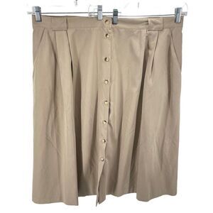 Casablanca II Womens Vintage Skirt Button Up Pocket Casual Pleated Tan Size 26W